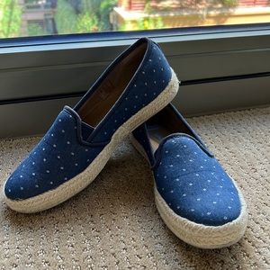 Clarks Collection navy polkadot espadrilles